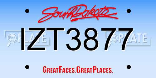 IZT3877 South Dakota License Plate