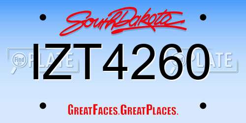 IZT4260 South Dakota License Plate