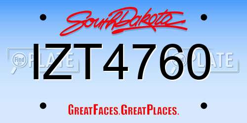 IZT4760 South Dakota License Plate