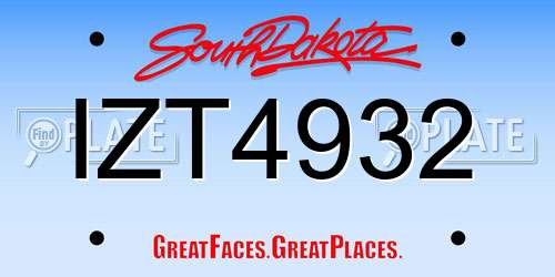 IZT4932 South Dakota License Plate