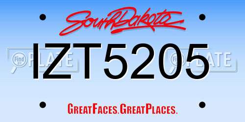 IZT5205 South Dakota License Plate