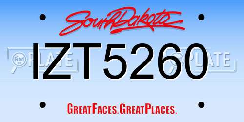 IZT5260 South Dakota License Plate