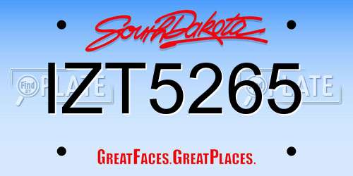 IZT5265 South Dakota License Plate