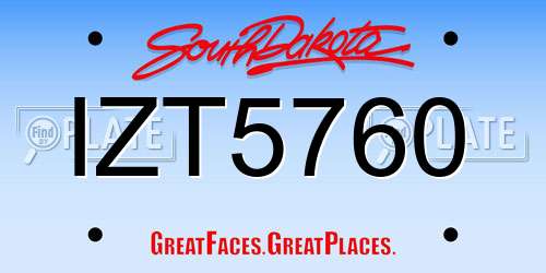 IZT5760 South Dakota License Plate