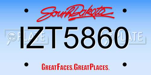 IZT5860 South Dakota License Plate