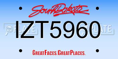 IZT5960 South Dakota License Plate