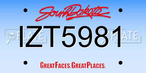 IZT5981 South Dakota License Plate