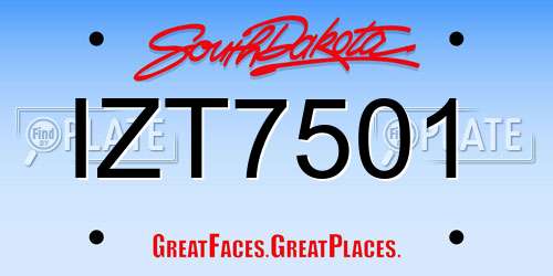 IZT7501 South Dakota License Plate
