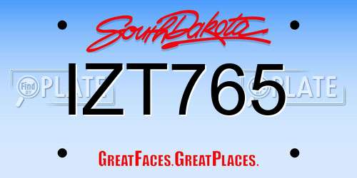 IZT765 South Dakota License Plate