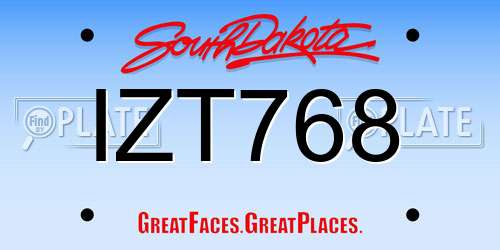 IZT768 South Dakota License Plate