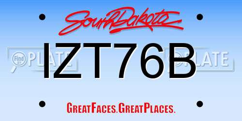 IZT76B South Dakota License Plate