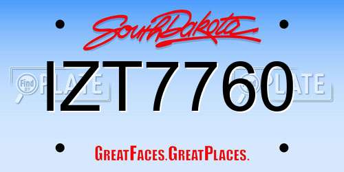 IZT7760 South Dakota License Plate