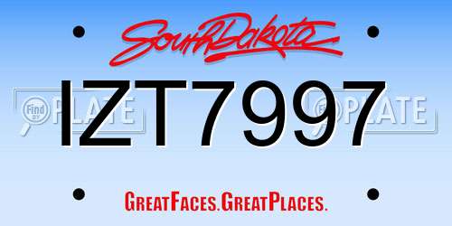 IZT7997 South Dakota License Plate