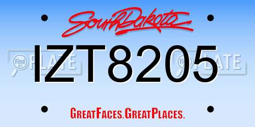 IZT8205 South Dakota License Plate