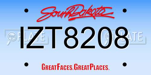 IZT8208 South Dakota License Plate