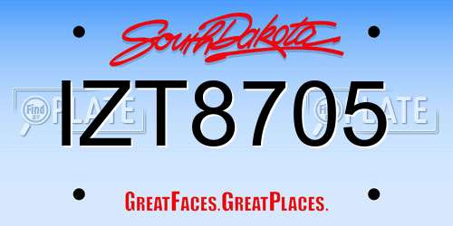 IZT8705 South Dakota License Plate