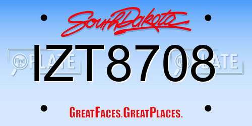 IZT8708 South Dakota License Plate