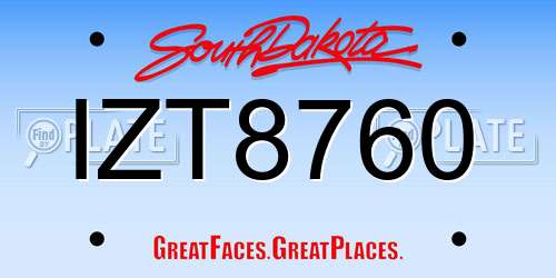 IZT8760 South Dakota License Plate