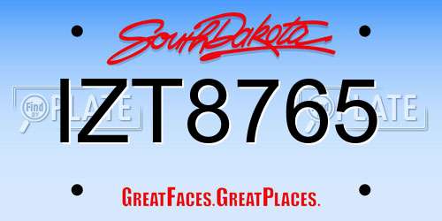 IZT8765 South Dakota License Plate