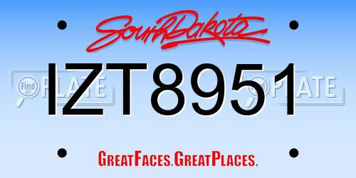 IZT8951 South Dakota License Plate