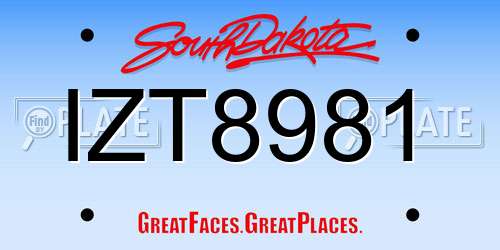 IZT8981 South Dakota License Plate
