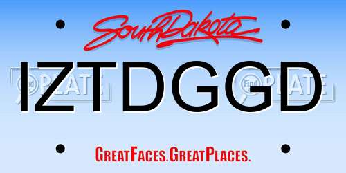 IZTDGGD South Dakota License Plate