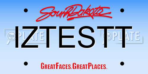 IZTESTT South Dakota License Plate