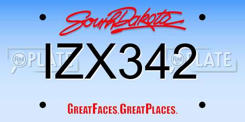 IZX342 South Dakota License Plate