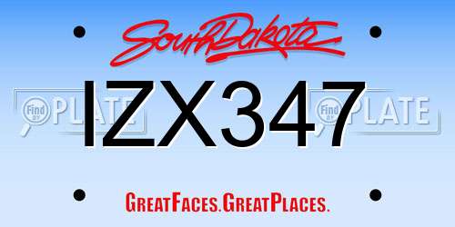 IZX347 South Dakota License Plate
