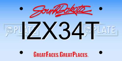 IZX34T South Dakota License Plate