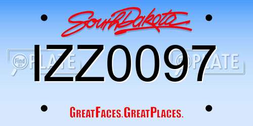 IZZ0097 South Dakota License Plate