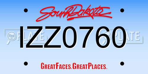 IZZ0760 South Dakota License Plate