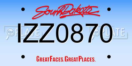 IZZ0870 South Dakota License Plate