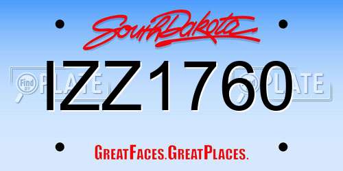 IZZ1760 South Dakota License Plate