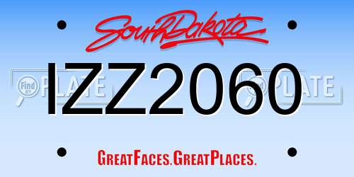 IZZ2060 South Dakota License Plate