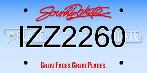 IZZ2260 South Dakota License Plate