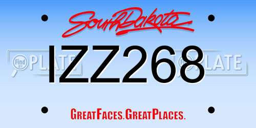 IZZ268 South Dakota License Plate