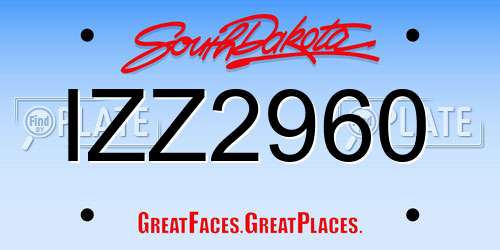 IZZ2960 South Dakota License Plate