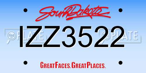 IZZ3522 South Dakota License Plate