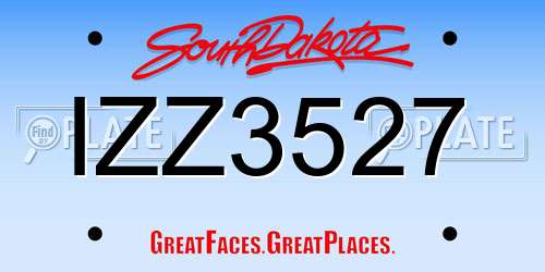 IZZ3527 South Dakota License Plate