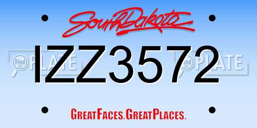 IZZ3572 South Dakota License Plate