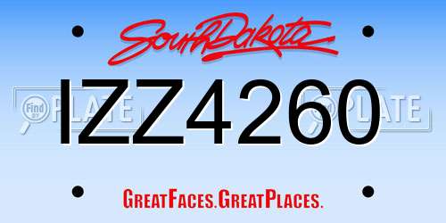 IZZ4260 South Dakota License Plate
