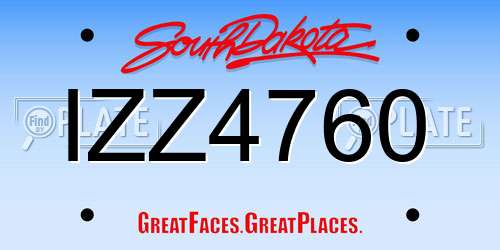 IZZ4760 South Dakota License Plate