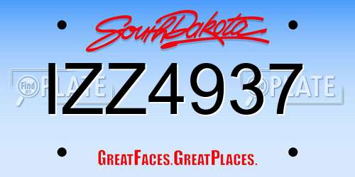 IZZ4937 South Dakota License Plate