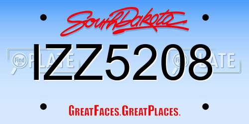 IZZ5208 South Dakota License Plate