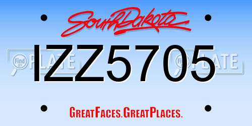 IZZ5705 South Dakota License Plate