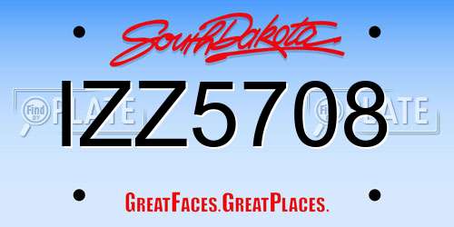 IZZ5708 South Dakota License Plate