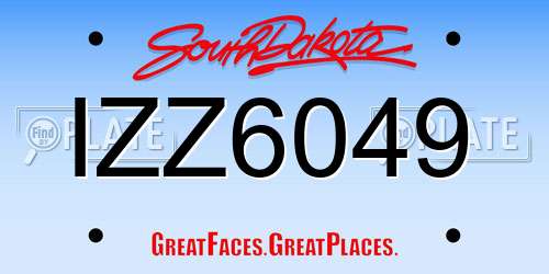 IZZ6049 South Dakota License Plate