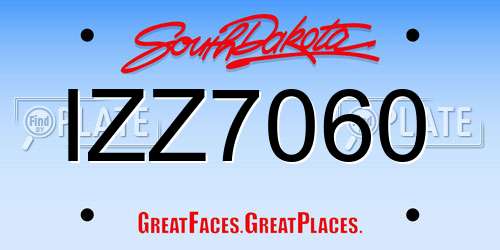 IZZ7060 South Dakota License Plate