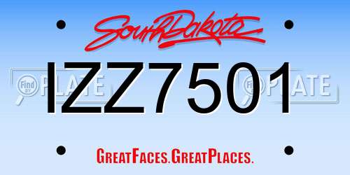 IZZ7501 South Dakota License Plate